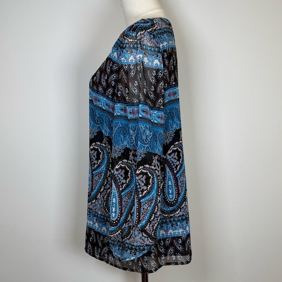 Sara Michelle Paisley Blouse Sheer With Metallic Thread Women’s Size Small - Picture 3 of 10